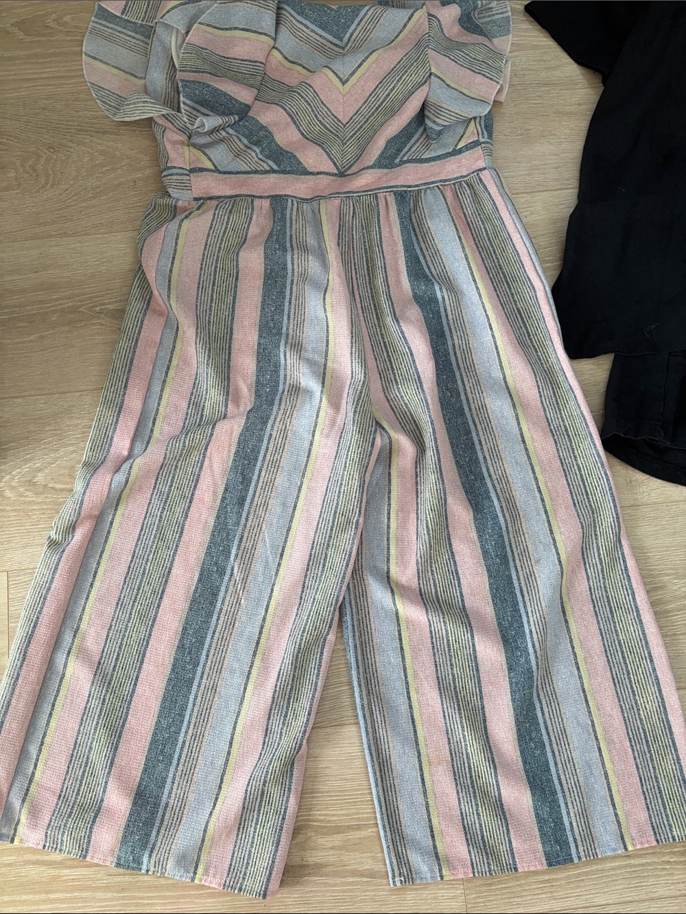 Knitworks Pink, Gray & Yellow Striped Wide-Leg Jumpsuit